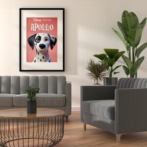 Disney Pixar themed animation print for dogs - Personalized cartoon art portrait from your pet's photo.