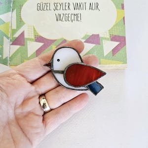 Handmade Pretty Little Bird Brooch, Stained Glass, Love, Gift for Love, Unique Bird