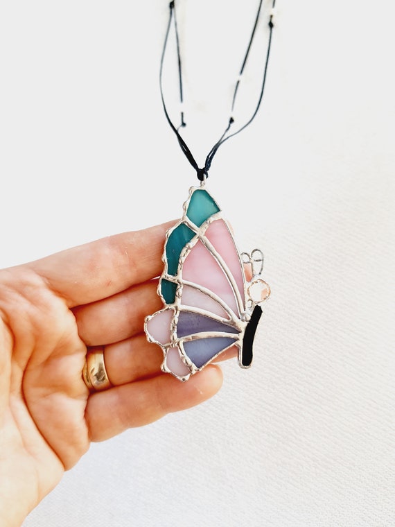 Glass butterfly necklace deals