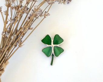 Stained Glass Clover Brooch
