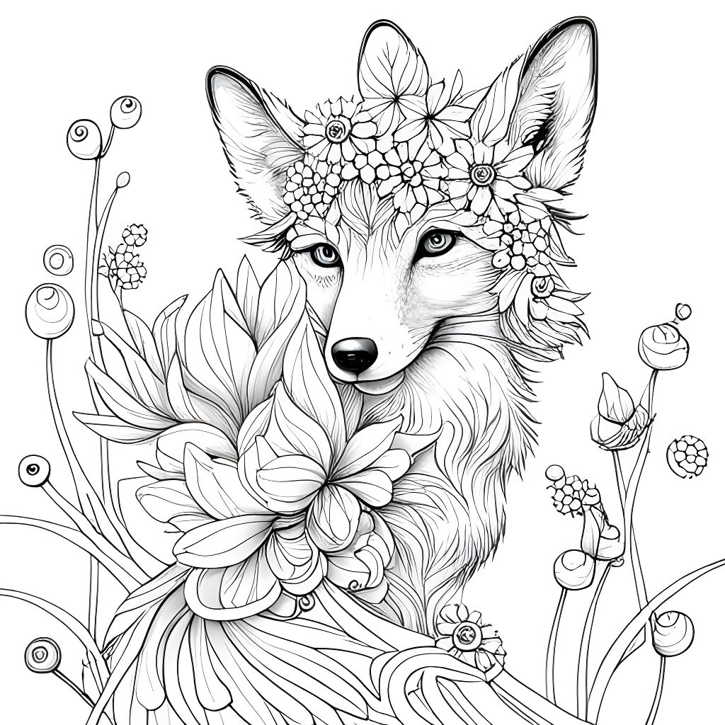 Midnight Fox Coloring Book: Animal Coloring Book For Adults With 49  Illustration Coloring Pages. Great Stress Relief Coloring Book For Adults  And
