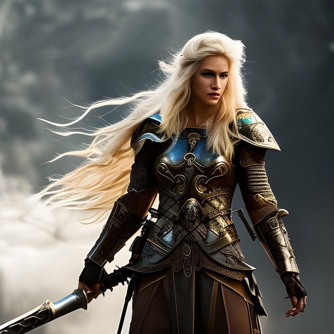 3 Digital Images to Download, Fantasy Portrait of Warrior With Blond Hair, as Paladins, in