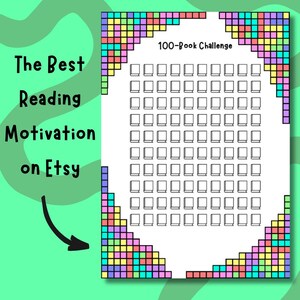 100 Book Challenge Reading Tracker Printable Book Journal Bullet Journal Insert Book Log Coloring Tracker Kids Teens Adults Book Lovers