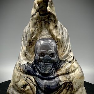 Headless Reaper - Large Hand Carved Volcano Agate - Strong UV Reaction - 3.28 lbs!