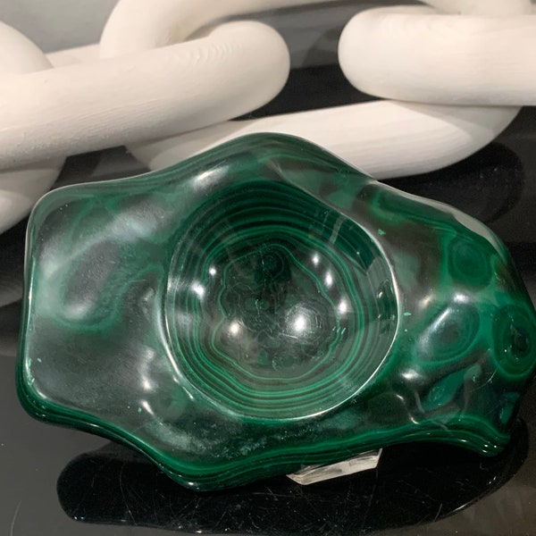 Stunning One of a Kind Malachite Slab Bowl - 1.27 lbs!