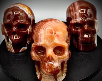 Carnelian Skulls - Hand Carved - Sardonyx - Red Banded Agate - Pick Your Favorites!
