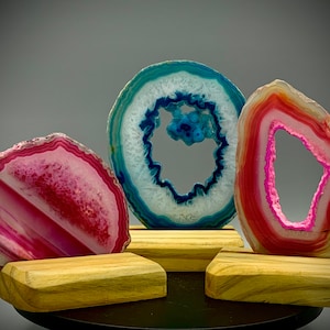 Stunning Sliced Agate Slabs - Includes wooden Stand - Choose your favorites