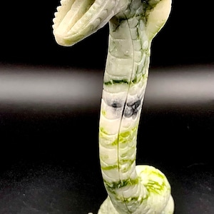 King Cobra Snake - Hand carved - Lemon Jade