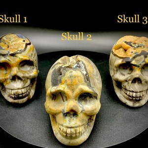 Volcano Agate Skulls - Druzy - UV reactive! Hand carved