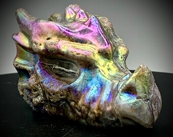 Crâne tête de dragon - Aura sphalérite Druzy