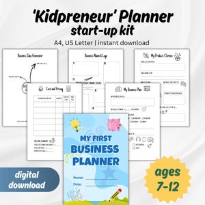 Planerare för barnentreprenörer, guide till företagsstart, aktivitet för ekonomisk kunskap (utskrivbar PDF)