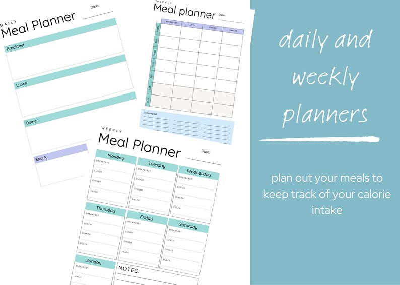 Meal Planner Printable Food Tracker Weekly Food Diary Meal Tracker Food ...