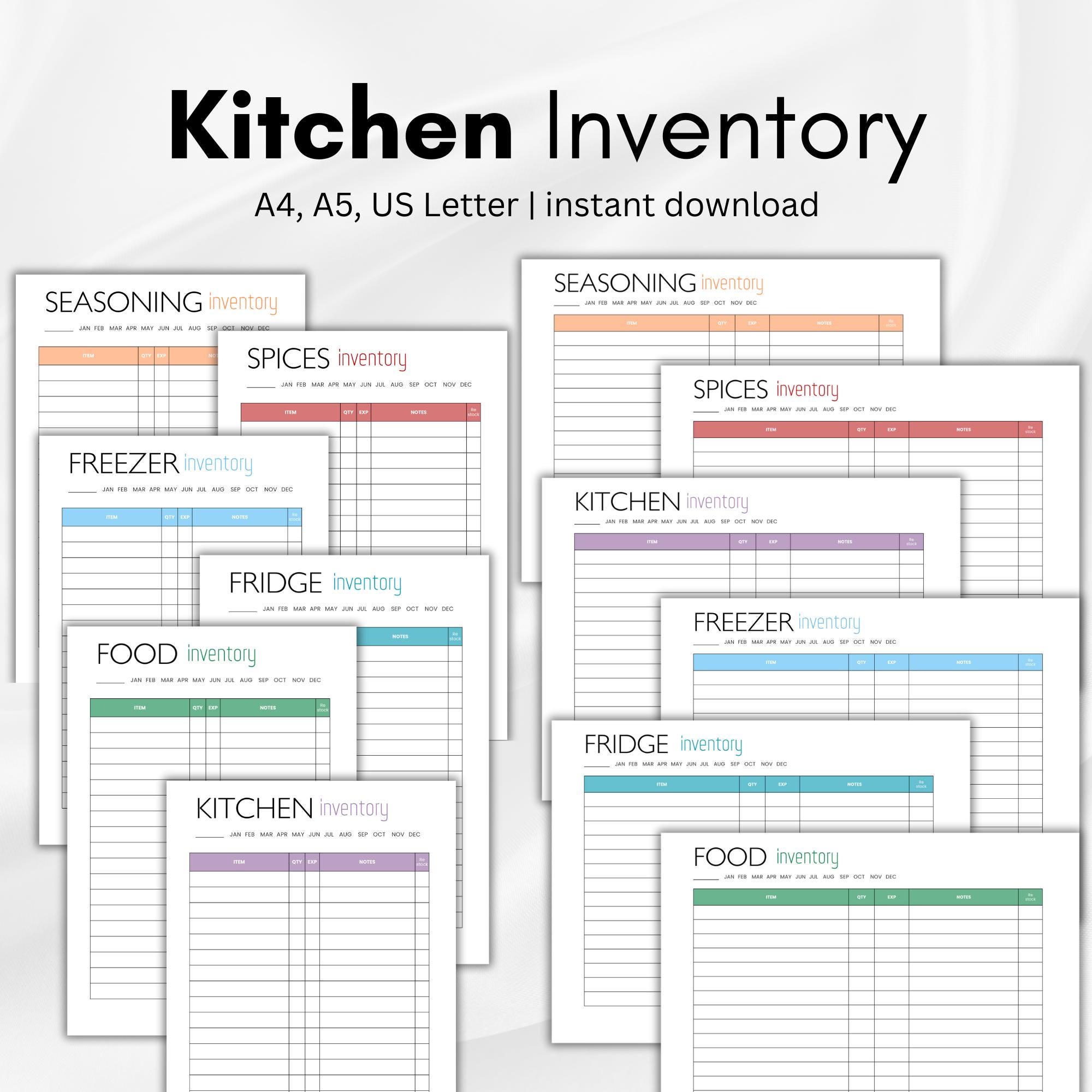 Format Inventory Tracker Untuk Kitchen Kitchen Inventory Tracker: Pantry, Fridge, Freezer Printable Organizer ...