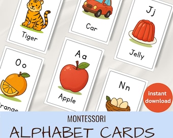 Montessori Alphabet Flashcards | A-Z Phonics Learning Cards (Digital Download)
