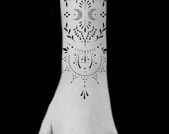 Fine Line Ornamental Temporary Tattoo