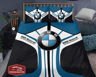 Ensemble de literie BMW, ensemble de lit BMW, ensemble de literie de couette BMW, ensemble de literie Queen, décor de chambre à coucher, couverture de voiture, cadeau de fan de BMW, couverture en peluche BMW