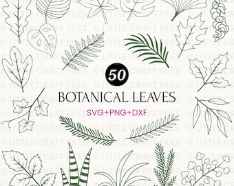 Botanical Leaves SVG Bundle - Leaf Cut Files, Nature Greenery Clipart Collection, Decorative Laurel Art, Leaf illustration for Cards