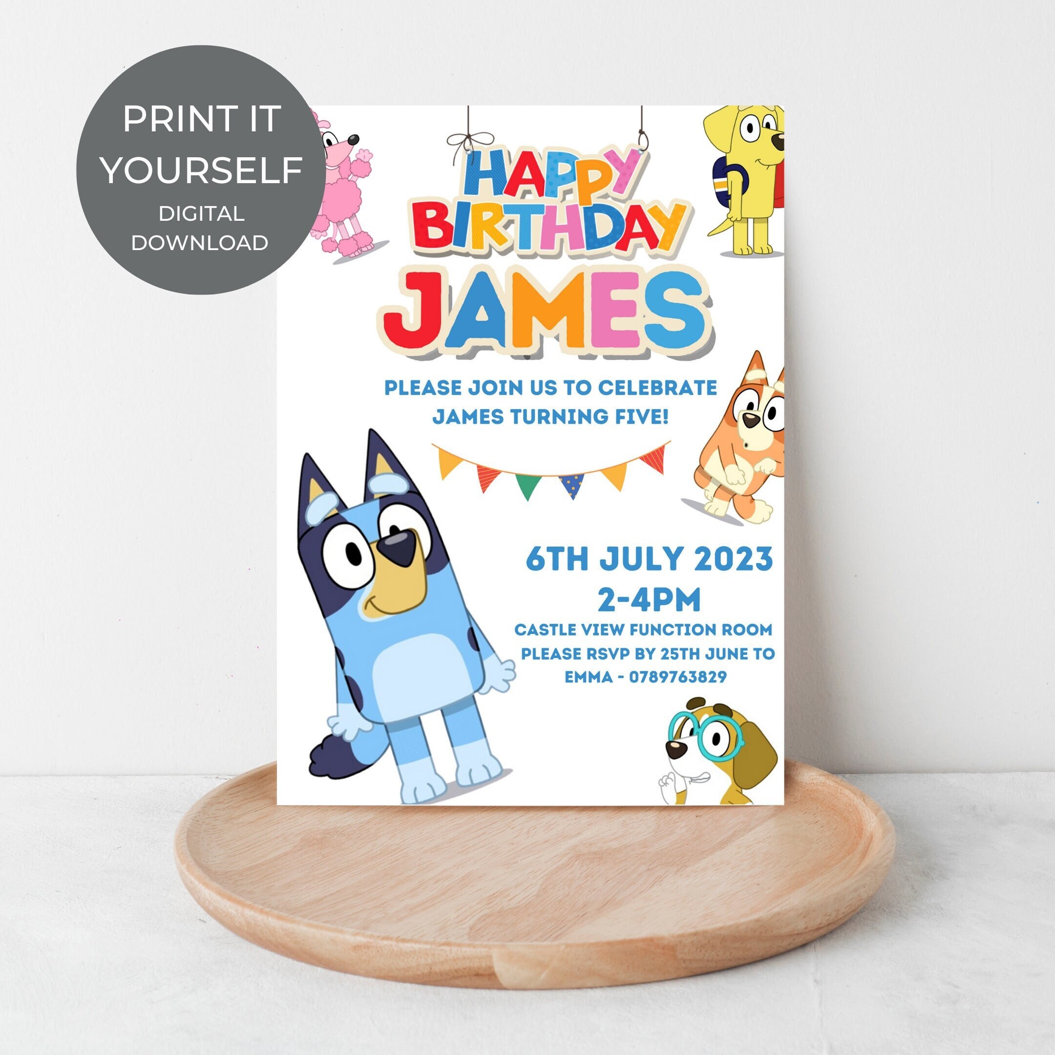 DIGITAL DOWNLOAD Bluey Party Invitation Bluey Birthday Bluey Etsy