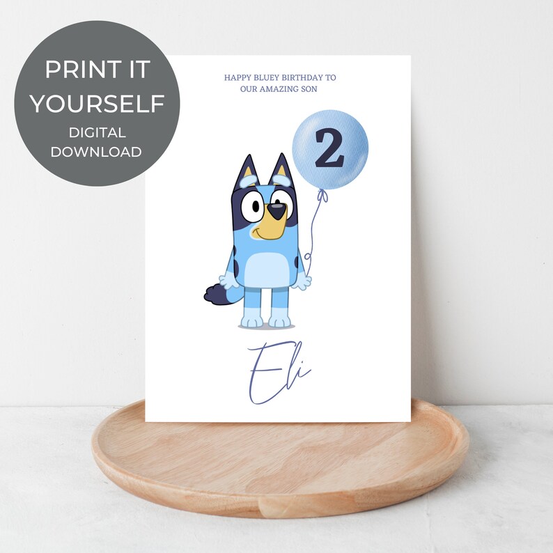 DIGITAL DOWNLOAD Bluey Birthday Card Kids Birthday Card - Etsy