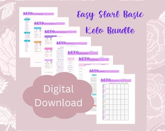 Planificador de comidas imprimible Easy Keto, Lista de compras, Planificador diario, Planificador semanal, Lista de alimentos Keto, Rastreador de macros, Imprimible, Descarga digital