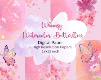 Papel artesanal para álbum de recortes de mariposas caprichosas, 12x12 pulgadas, 300 ppp