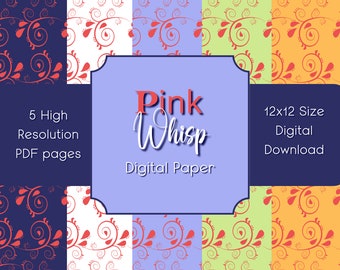 Papel digital Pink Whisps Mixed Berry Collection Papel de Scrapbook Descarga digital por Momluvv