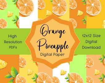 Orange Pineapple Digital Paper 'Citrus Berry' Foodie Paper Collection de Momluvv