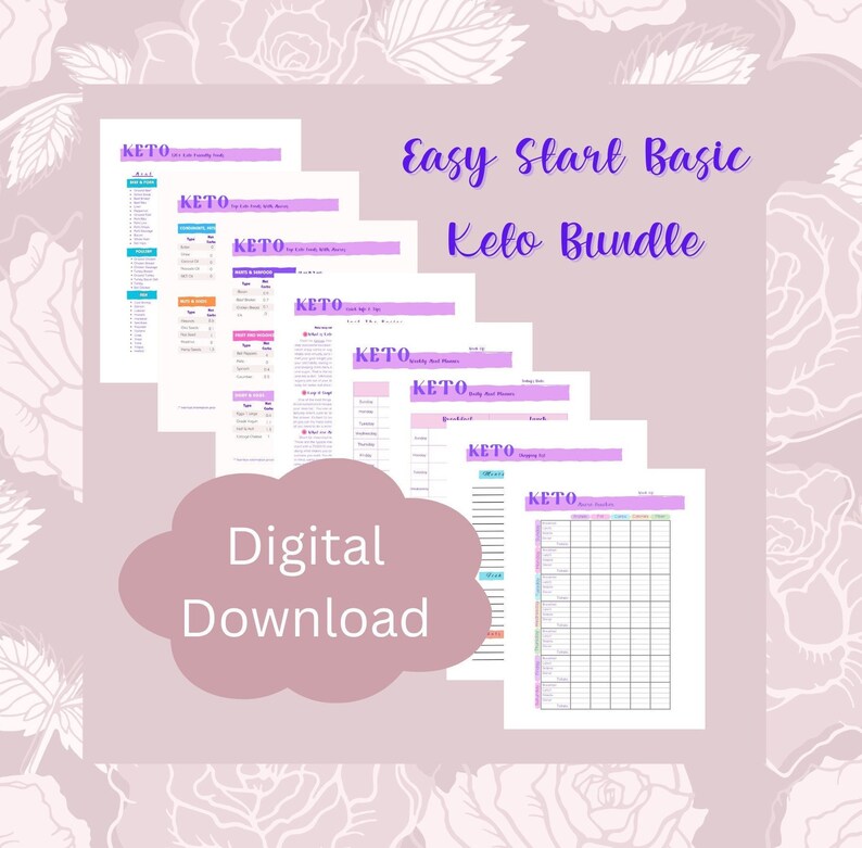 Easy Keto Printable Meal Planner, Shopping List, Daily Planner, Weekly ...