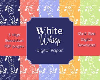 Papel digital White Whisps Mixed Berry Collection Papel de Scrapbook Descarga digital por Momluvv