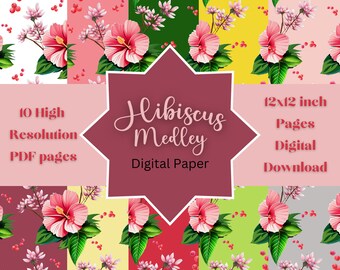 Papel digital 'Hibiscus Medley' Colección Joyful Flowers de Momluvv