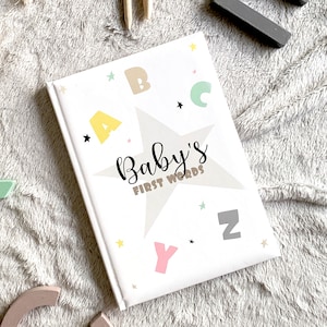 Baby&#39;s First Words Diary, Baby Words Tracker, Luxury Baby Memory Book, Toddler Log, First Baby Words Album, New Parents Gift