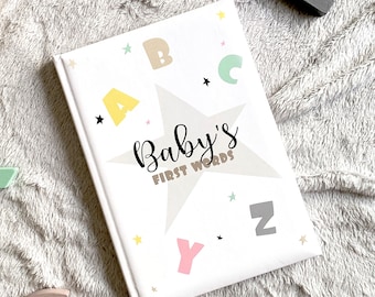 Baby's eerste woorden dagboek, baby woorden tracker, luxe baby geheugen boek, peuter log, eerste baby woorden album, nieuwe ouders cadeau