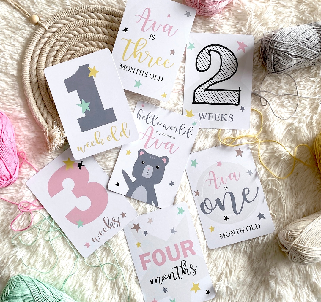 Personalized Milestone Cards for Baby, Original Artwork Milestone Cards ...