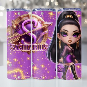 PNG FILE | Sagittarius Zodiac Sign PNG | Purple and Gold Aesthetic | Beautiful Woman Design | Instant Download for Sublimation & Crafts