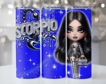 Scorpio Zodiac PNG: Blue & Black Woman Design (Instant Download)