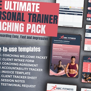 Fitness Coach Business Paket | Personal Trainer Canva Vorlagen | Neukundenakquise, Forms & Tracker