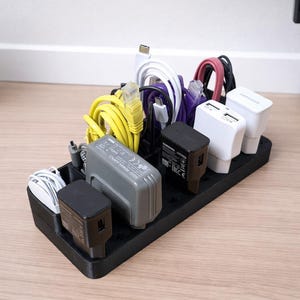 USB Adapter Organizer en Kabelhouder - 3D Geprint Bureau Station - Wit, Grijs of Zwart