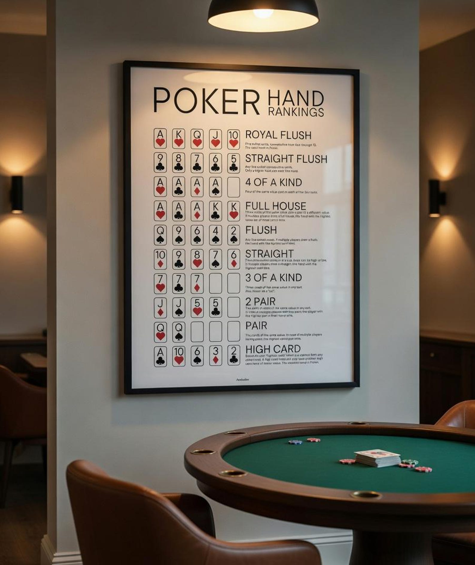 Poker Hand Rankings Poster - Minimalist Printable Wall Art, Man Cave ...