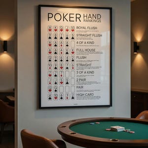 Poker Hand Rankings Poster - Minimalist Printable Wall Art, Man Cave ...