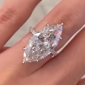 4CT Marquise Moissanite Engagement Ring: 14K White Gold Hidden Halo