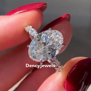 3 CT Oval Cut Moissanite Diamond Engagement Ring With Hidden Halo and Pave Setting Wedding Ring Gift Promise Anniversary Gift Ring For Women