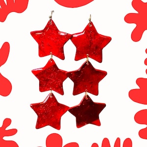 Brincos longos de estrela vermelha, presente para amantes de estrelas, grande e divertido, acessório de estrela para festas ou festivais para ela