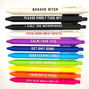 Funny Days Of The Week Pens Set, Premium Novelty Ballpoint Pens For Adults  With Dirty Cuss Words - Funny Office Gifts