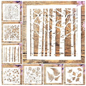 8Pcs/SET  13cm Tree Leaf Ginkgo Bud DIY Layering Stencils Painting Scrapbook Coloring Embossing Album Decorative Template,fashion Art Supply