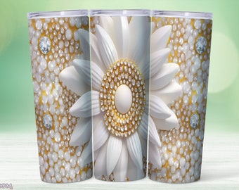 3D Floral Tumbler Wrap, 3D Sunflower Wrap ,Tumbler Sublimation Design , Gift for Her ,Sublimation for Straight & Tapered 20 oz Tumbler