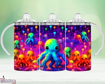 OCTOPUSES 12oz Sippy Cup Tumbler Wrap ,12oz Flip top Tumbler wrap ,20oz wrap, Kids 12oz sippy designs,12oz tumbler design,12oz wrap template