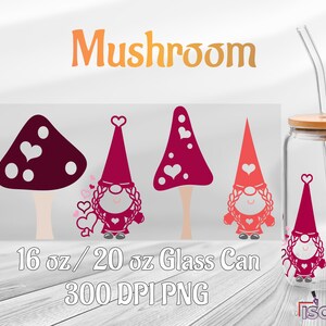 Mushroom Glass can 16oz & 20oz  -Libbey Glass Design -Mushroom Can Wrap svg-Can Glass Designs -Mushroom png  wrap -svg png -instant Download