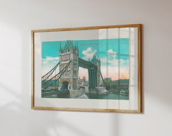 Printable Tower Bridge London Art, Printable Poster Art, Vintage London Print Wall Art, Digital Download, Aesthetic gallery Wall