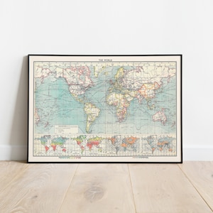 Afdrukbare muurkunst, vintage wereldkaart, antieke London Tube Print, kaartprint muurkunst, digitale download
