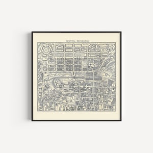 Mapa vintage de Edimburgo, impresión de mapa antiguo, descarga digital de la pared de la galería, arte de viaje